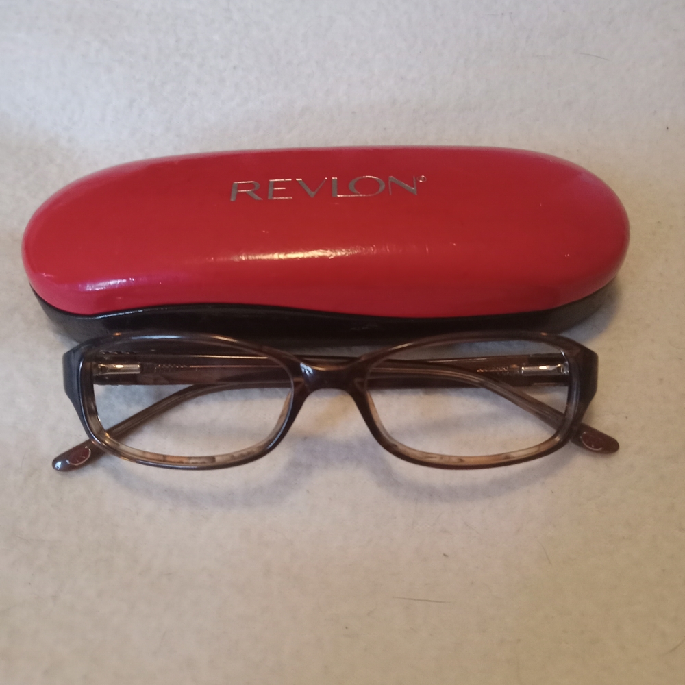 Revlon Brown Glasses with Red Case